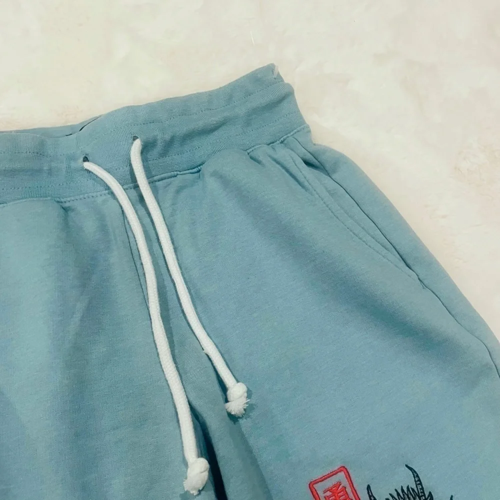 Blind Rooster Men’s Blue Dragon Embroidered Casual Sweat Shorts Size S New